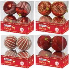 BOX 4 SFERE LUX ROSSO DECOR.CM.10 ASS. (8pz)